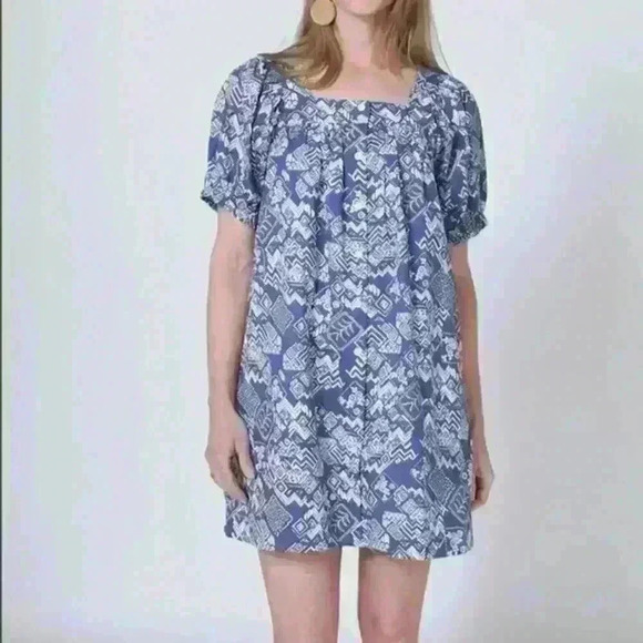 Modafleur Everette Dress Size Medium Puff Sleeves Geometric Floral Mini $160 - Picture 13 of 13